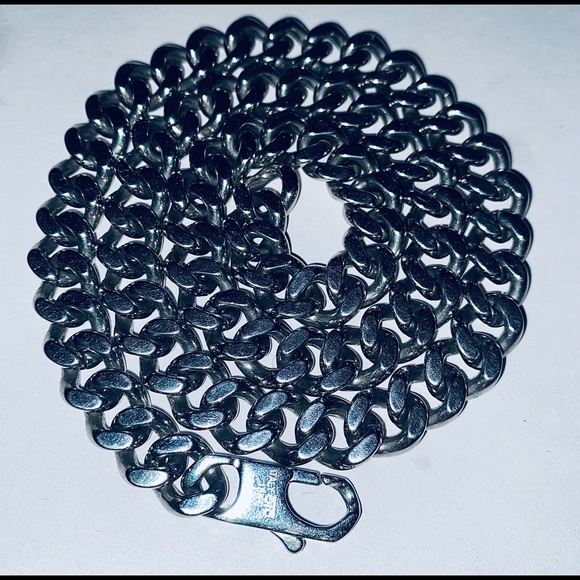 18k stainless steel made in Italy OTC Cuban Link Silver chain. - Picture 12 of 14